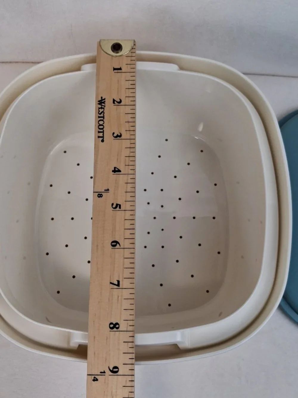 Tupperware Vintage Square Multi‎ Server Microwave Steamer Teal & Ivory 3 Pieces
